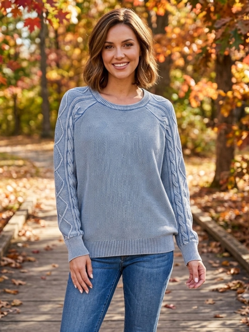 💕Coming Soon! Dusty Blue Cable Women's Sweater